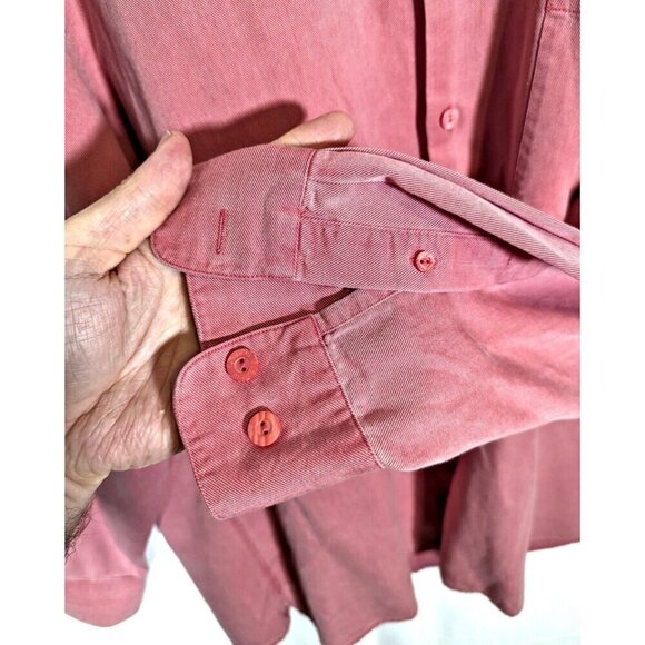 Bugatchi Brushed Cotton Twill Button Up Shirt Mens XL Salmon Coral Soft Preppy - Picture 7 of 7